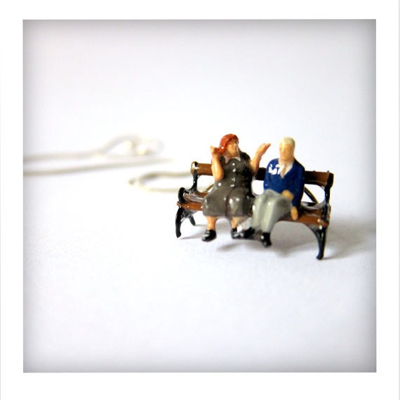 The Park Bench - Miniature Necklace - Sterling Silver Chain - Bertha & Percival
