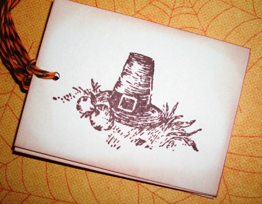 Thanksgiving Tags  - Pilgrim Hat  - Set of Six