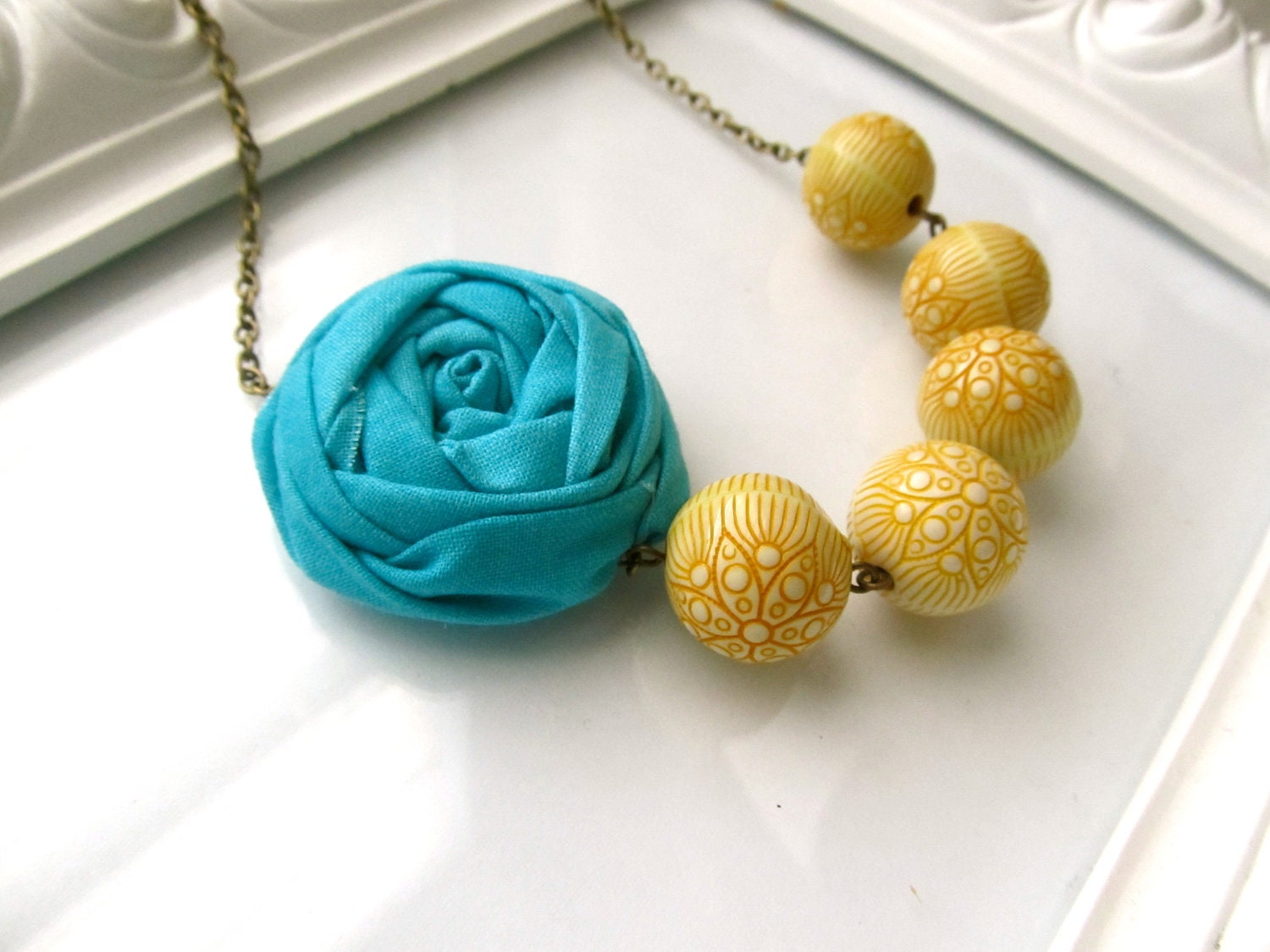 Sunny Day fabric flower rosette necklace