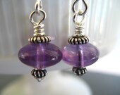Purple Amethyst Earrings Sterling Silver Beaded Jewelry Wire Wrapped Earrings