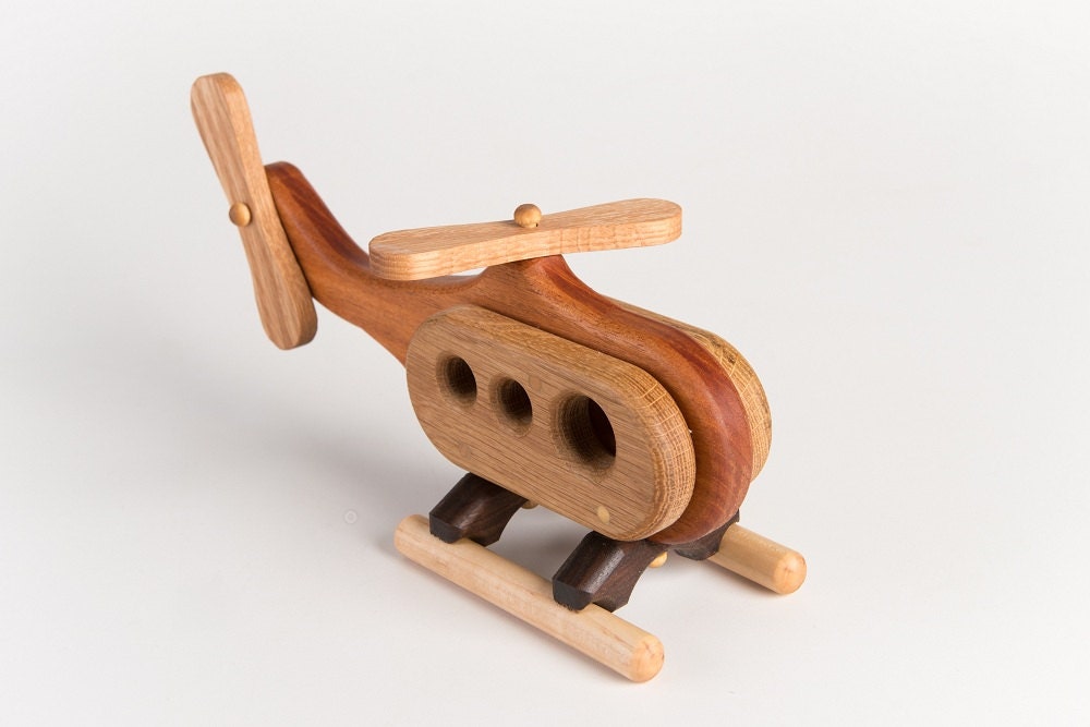Helicopter Wooden Toy Natural Childrens Airplane