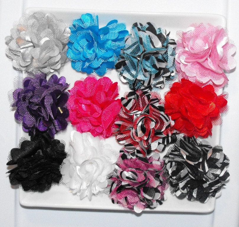 Mini satin mesh flower puff hair clip, your choice of color