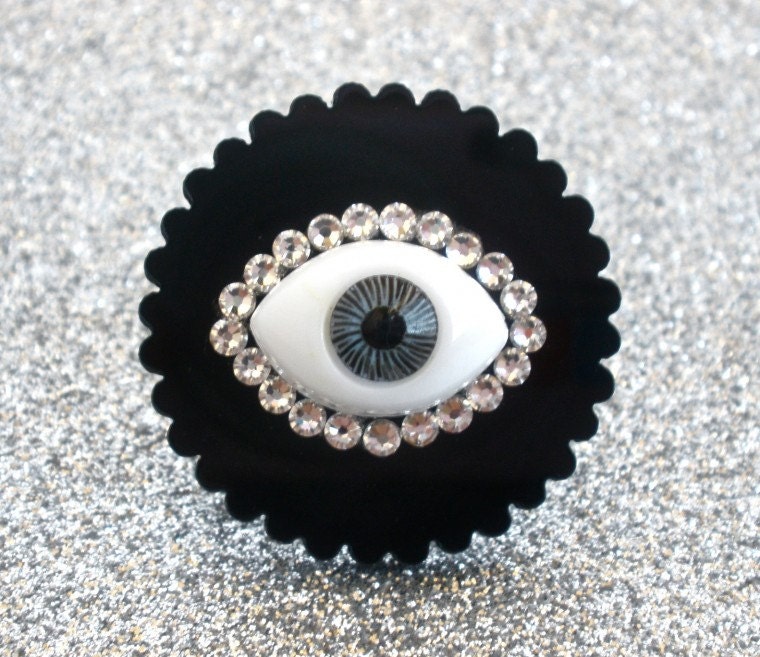 Gray Eye Swarovski Acrylic Ring