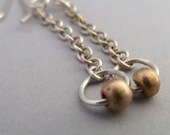 gold bead drop earrings silver and gold dangle earrings