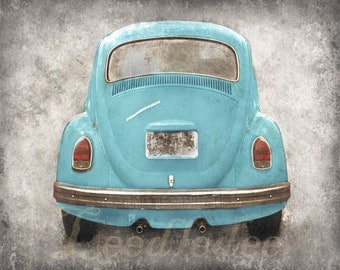 VW Beetle Backside - Baby Blue (or CHOOSE your color) - Vintage Style Original Photograph 8x10