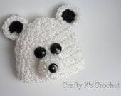 Newborn Baby Boy Girl Polar Bear Hat Photo Prop - Winter White