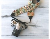 Ruched camera strap cover - autumn flowers