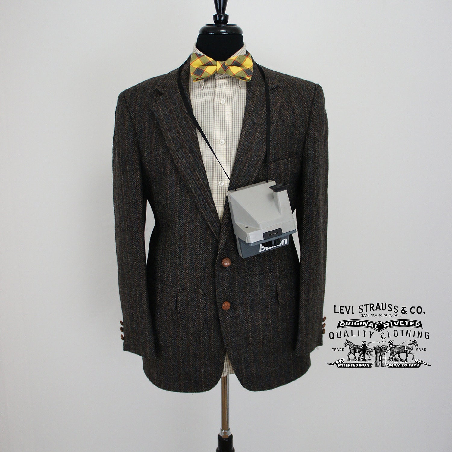 Vintage Levi's Tweed Pintstriped Jacket - US/UK 42R - Large (L)