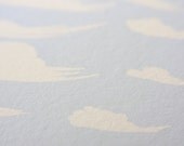 Cirrus Clouds 8x10 illustrated art print, blue sky, white clouds, nursery art, nature, fluffy clouds, cloud types