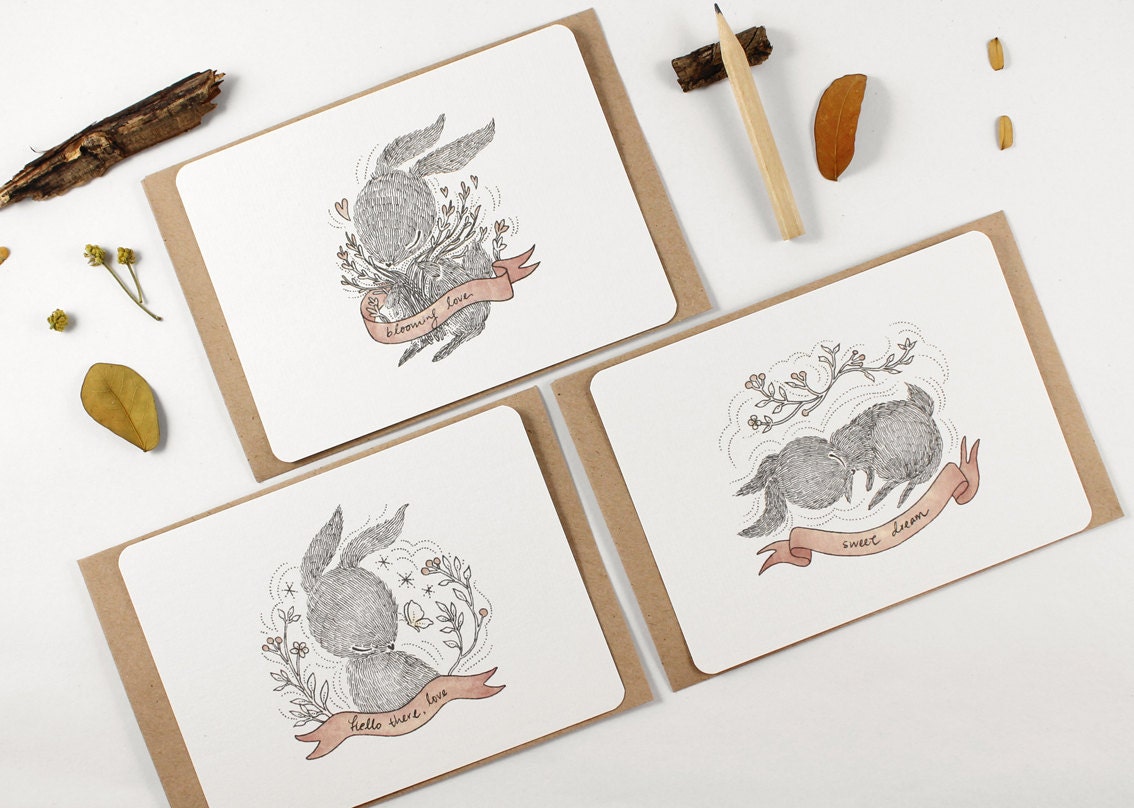 12 Notecards - Whimsical Rabbit
