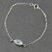 Evil Eye Bracelet, Lucky charm Bracelet, Sterling Silver Evil Eye, Cubic Zirconia Crystal, Birthday Gift, Mother Gift, Celebrity Bracelet