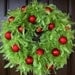 Christmas Wreath   Lime Green Feather Wreath with Red Ornaments- LAST ONE - Free Wreath Hanger Inlcuded