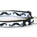 Safety Cat Collar - Mustaches on White- Large Cat Collar