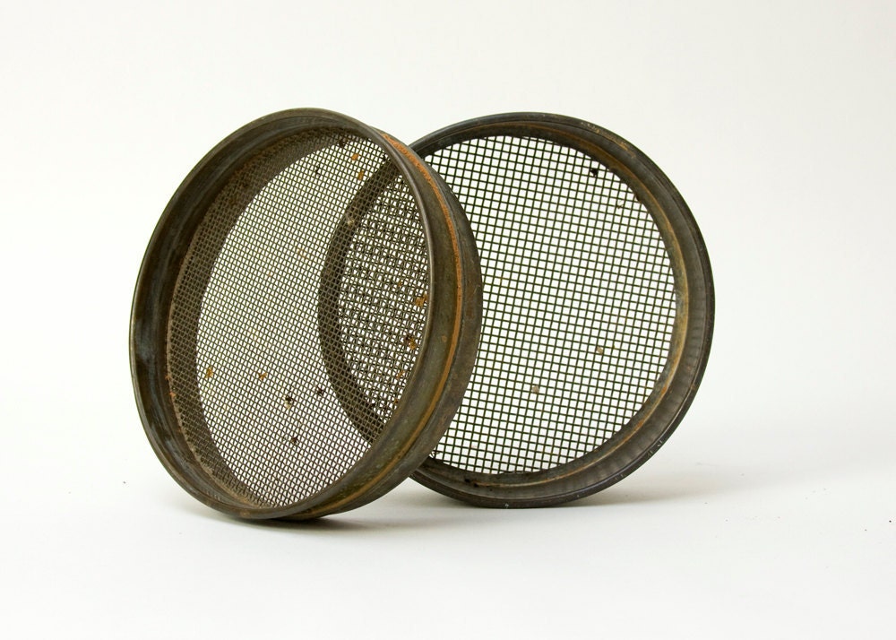 Two Tyler Screen Sieves - Brass, Vintage, Geological