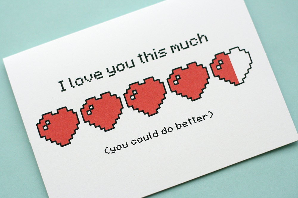 Health Bar Hearts - Sarcastic Love Note Card