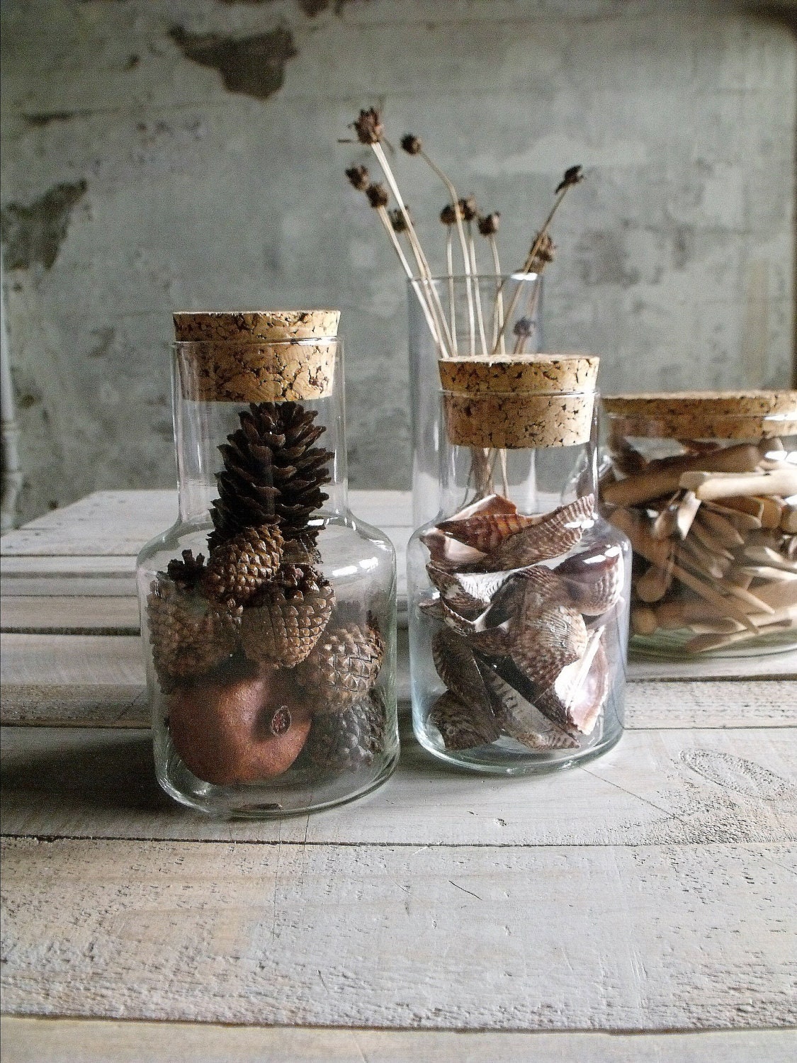 2 Vintage Apothecary Jars with Cork Lids