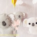 Baby Mobile - Koala Mobile - Nursery Mobile - Modern Cute Mobile - Felt Mobile - Australian Koala Gray White Pink (Custom color available)