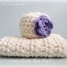 Baby Girl Hat Crochet Chunky Newborn to 12 Months Ivory with Lavender Purple Large Flower Custom Made to Order