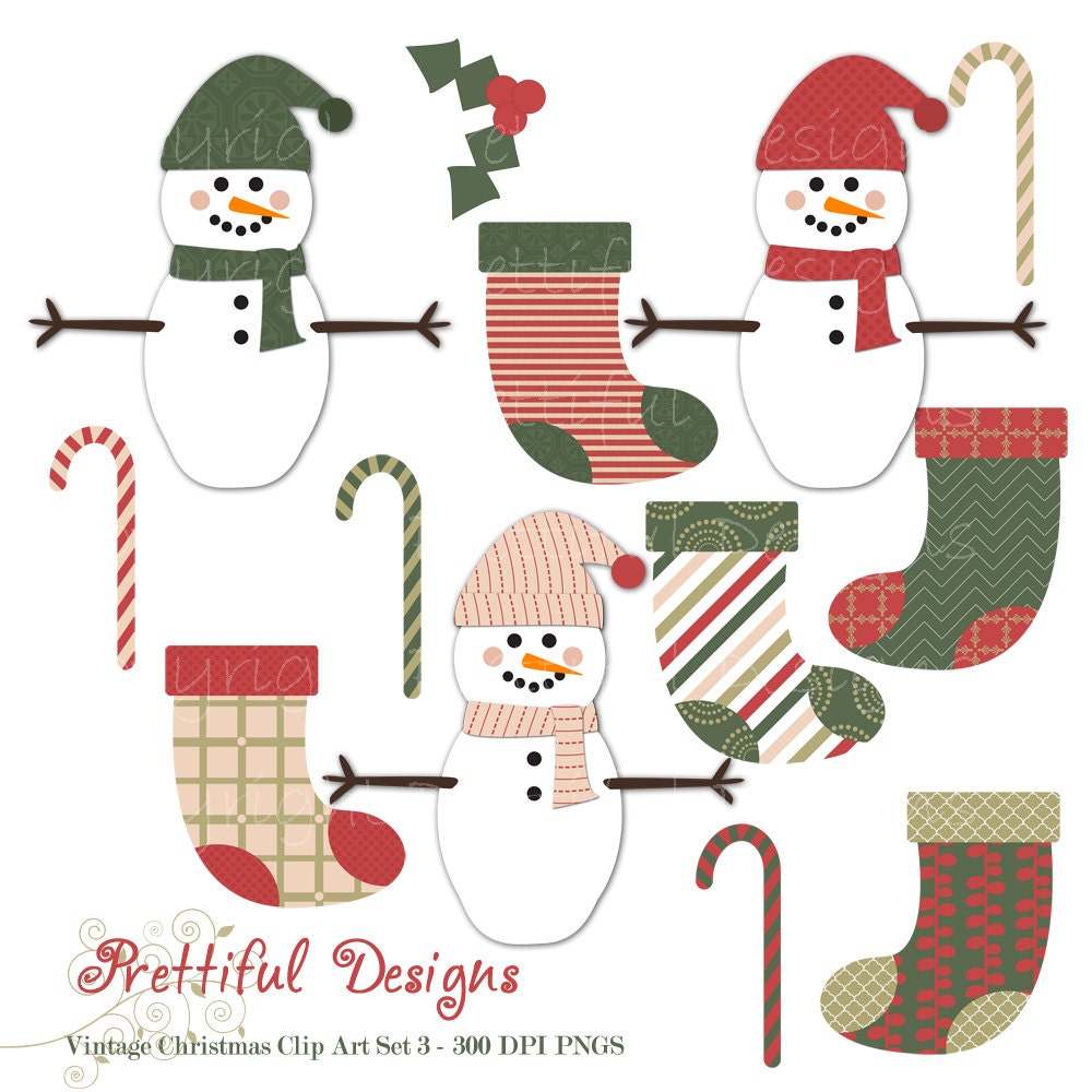 Christmas Clip Art - Personal or Commercial Use - Vintage Christmas Set 3 (401) Il_570xn