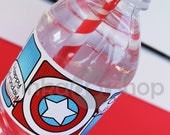 Superhero Collection (Captain America). Water Bottle Labels. DIY Printable Design. Pinkadot Shop