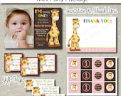 Giraffe 1st Birthday Party Package - Party Invite - Printable