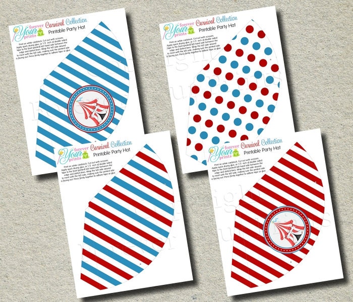 Carnival Birthday Party Hats - INSTANT DOWNLOAD Il_570xn