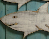 Shark Sign Wall Art Large Weathered Big White Shark Sign