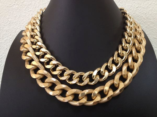 Brand New, The Nile, Double Chunky Link Chain Necklace with buckle closure