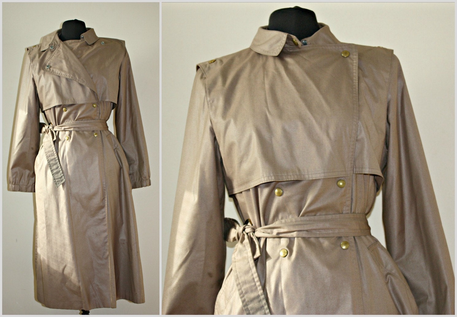 Vintage Light mocha/Clay Color Military Style Trench Coat. Size M/L