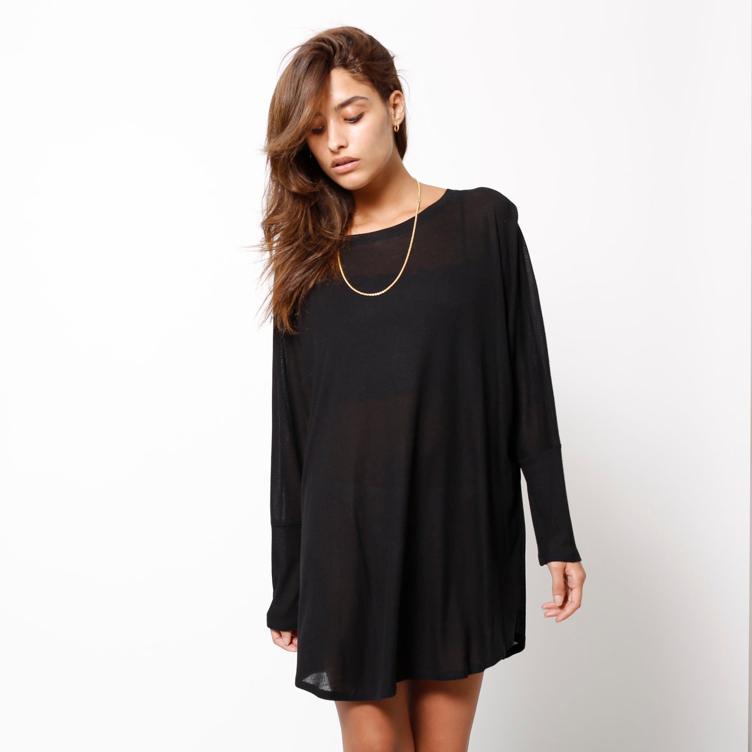 Winter women black tunic, one size fits all