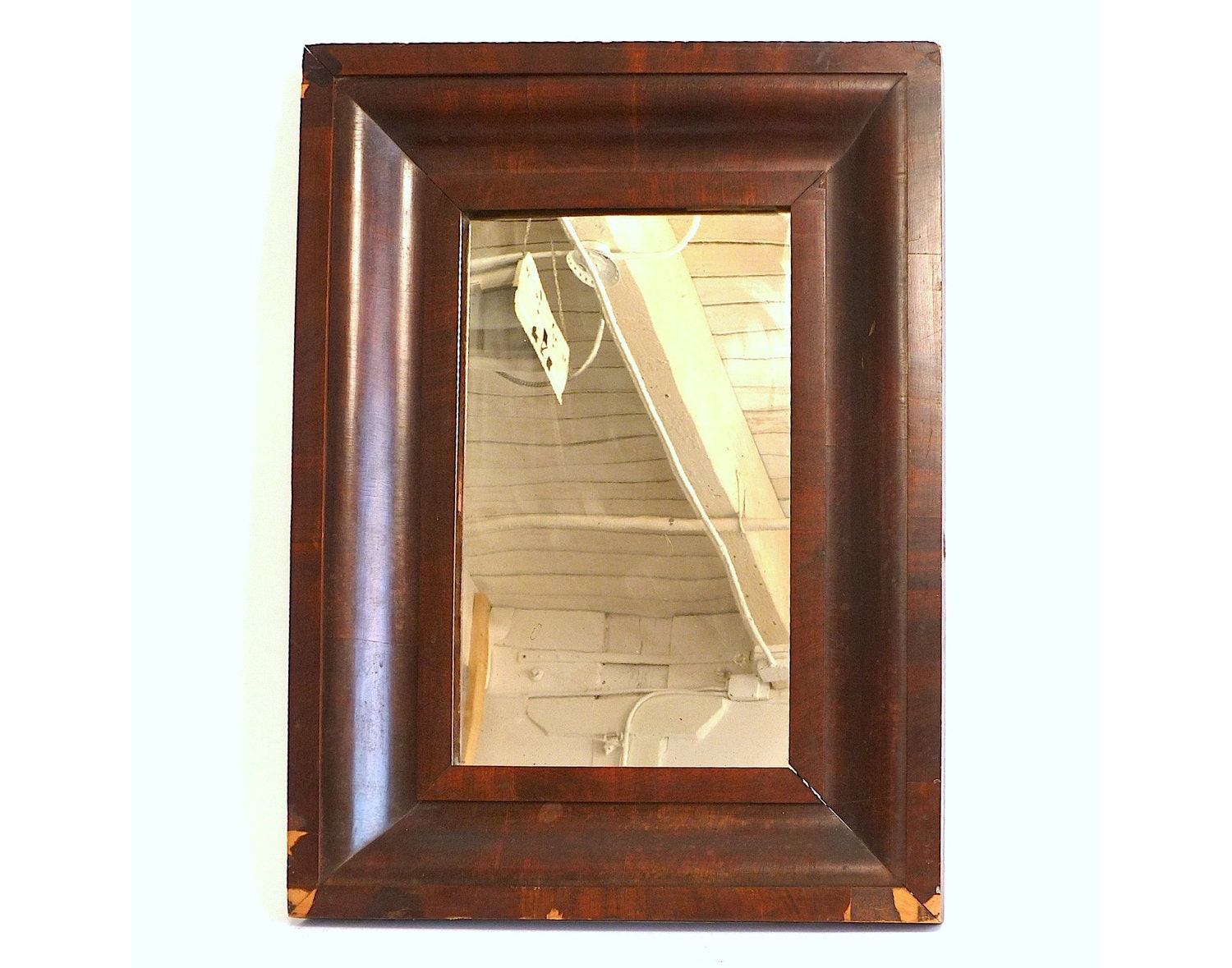 Antique Mahogany Veneer Empire Style Mirror ... Rectangular, Hollywood Regency, Steampunk