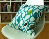 Retro cedar eyelets in teal, green, dark brown and grey cushion cover, contemporary designer slip cover, throw pillow