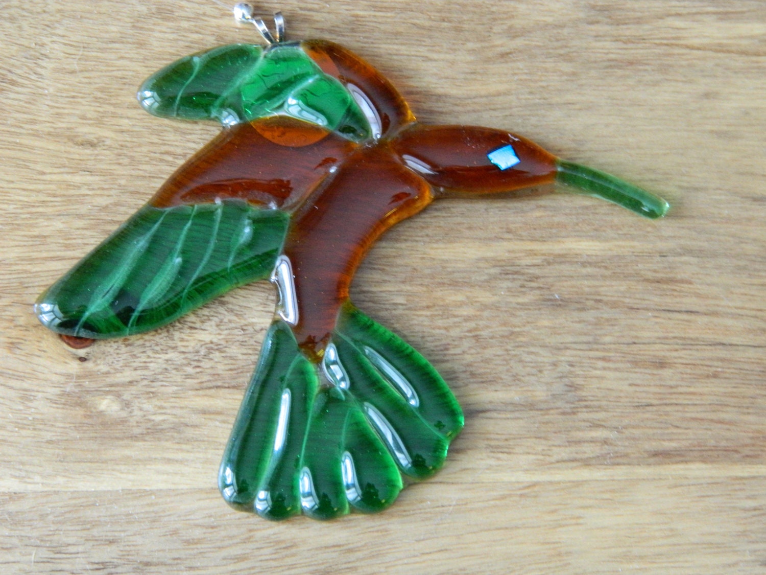 Suncatcher Hummingbird Fused Glass