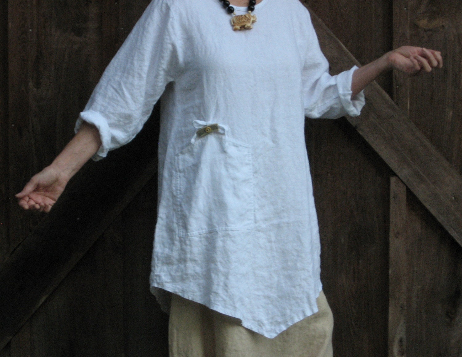 tunic washed linen in white