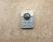 Unique Polymer Clay Pendant Silver Cream Turquoise Art Deco Tulip Pendant