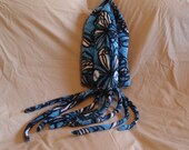 Bellatrix the Black and Blue Floral Fleece Cuddlefish - Plush Stuffed Cuttlefish Animal