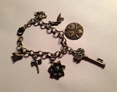 Charm Bracelet Brass Bracelet Brass Jewelry Chain Jewellery Chunky Everyday Fashion Classic Handmade Key Flower Nature