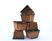 Vintage Berry Baskets Six Balsa Zinc Rim Shabby Decor - RosaMeyerCollection