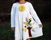 Toddler Fall Dress - Personalized Dress with Tree Applique - You Choose Dress Color and Sleeve Length