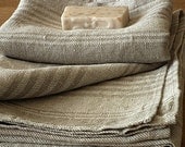 Natural Linen Fabric 59 Inch Width Grey Striped