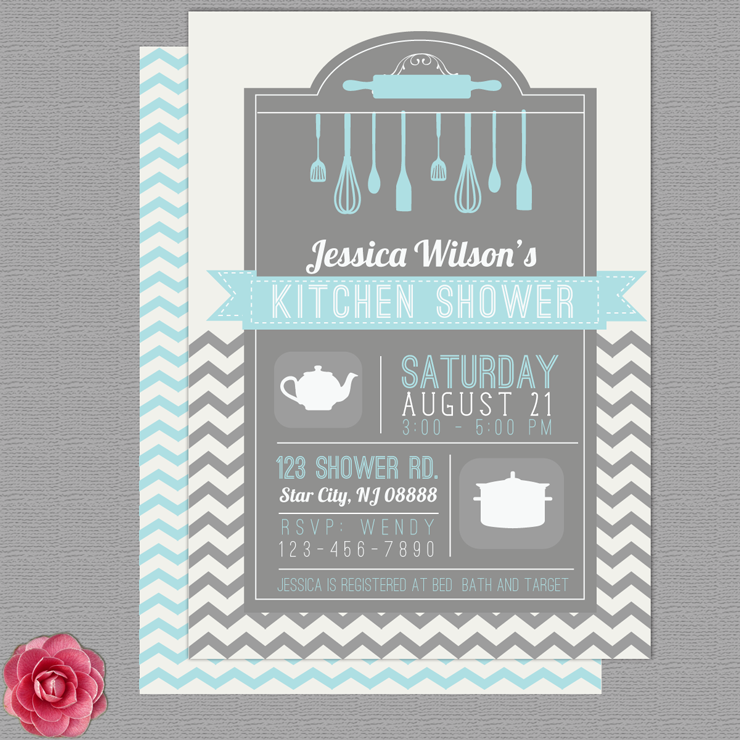 Bridal / Kitchen / Wedding shower invitation - chevron - Printed or DIY