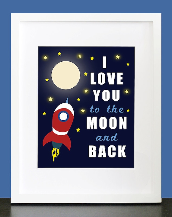 I Love You to the Moon and Back Wall Print. 8x10 Wall Art Poster for Children Baby Nursery by mateoandtobias on Etsy
