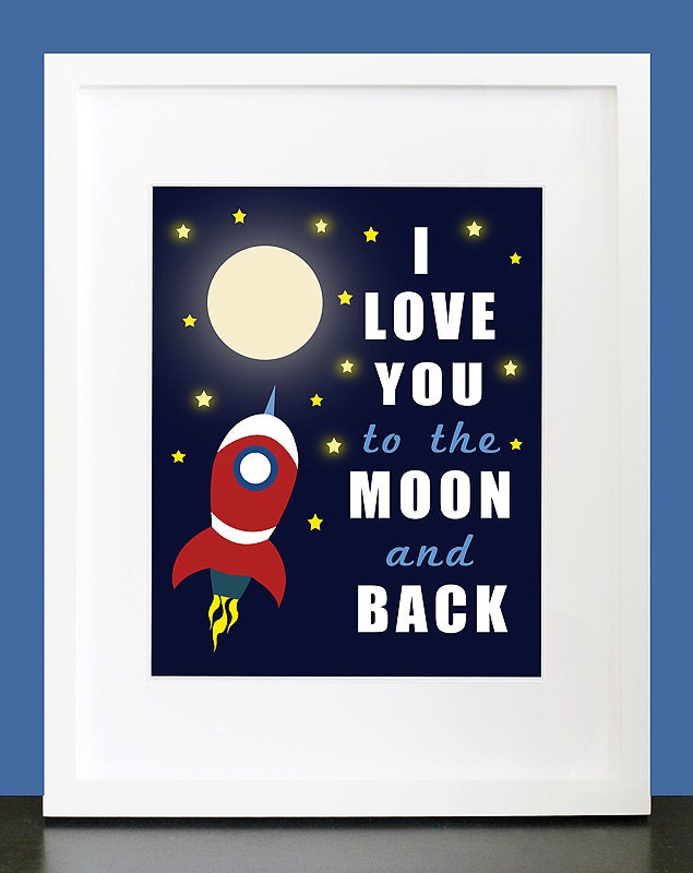I Love You to the Moon and Back Wall Print. 8x10 Wall Art Poster for Children Baby Nursery by mateoandtobias on Etsy
