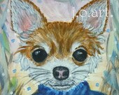 5x7 face shihuahua puppy dog pets artwork original watercolor painting j.o.