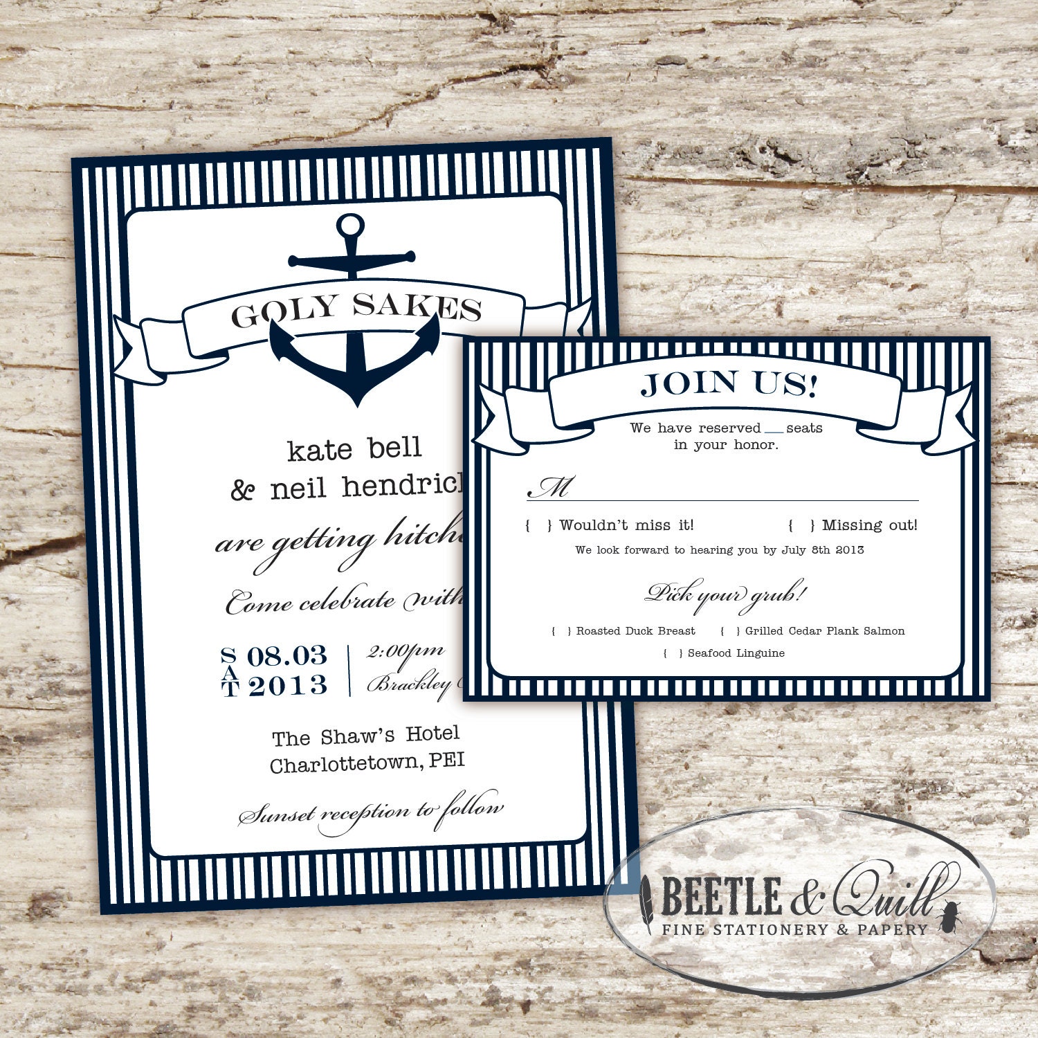 Anchors Away Printable Wedding Invitation Set