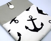13" Macbook Pro case, Macbook Air cover, Laptop case, Retina display,tablet sleeve with 2 pockets, PADDED - Black anchors