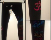 Hand Printed Leggings - Chakras Om - Size: S