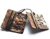 Hammered Copper Earrings Square Fold Form Jewelry