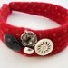 Red Felted Wide Headband: Vintage Buttons, Felted Wool, Wool Felt, Repurposed Sweater