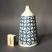 Vintage STUDIO Pottery Vase Patterned White and Blue